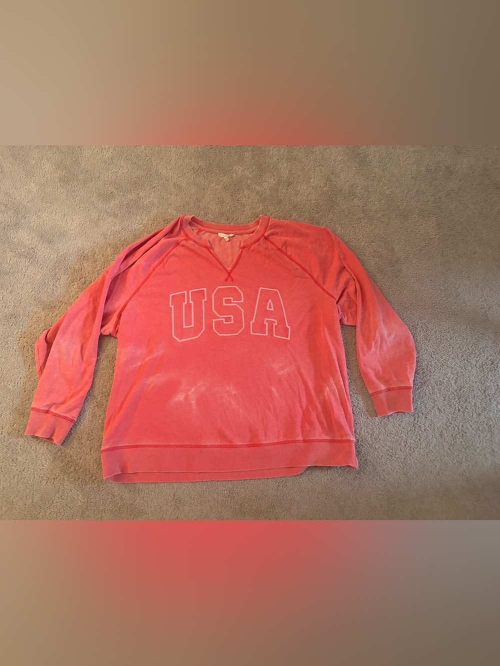 Maurices Light Red Distressed USA Crewneck Sweatshirt